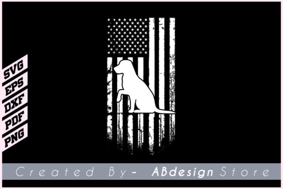American Flag with Dog Svg